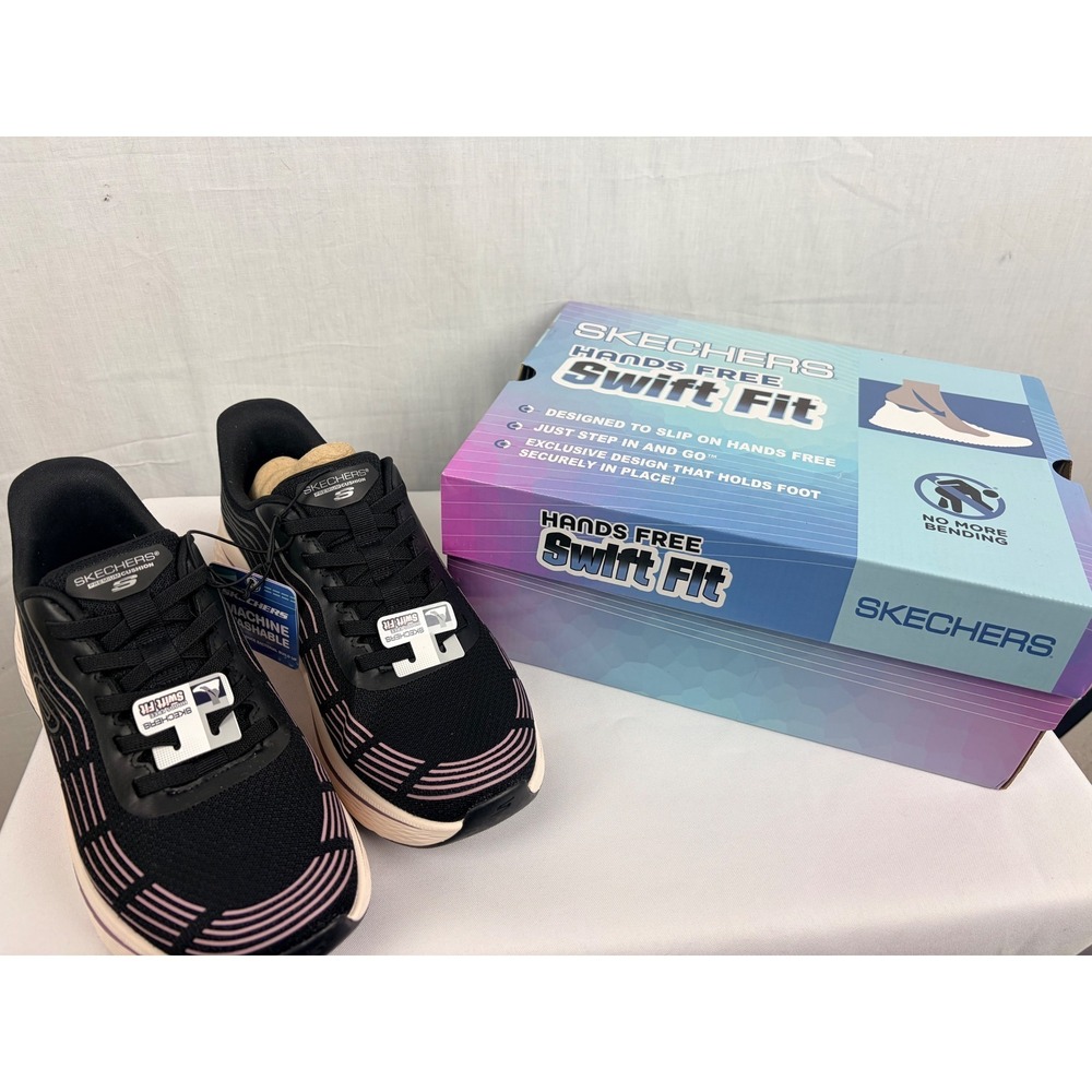 Skechers Hands Free Slip-ins Swift Fit Black Pink Womens Size 10 Sneakers - Picture 3 of 10
